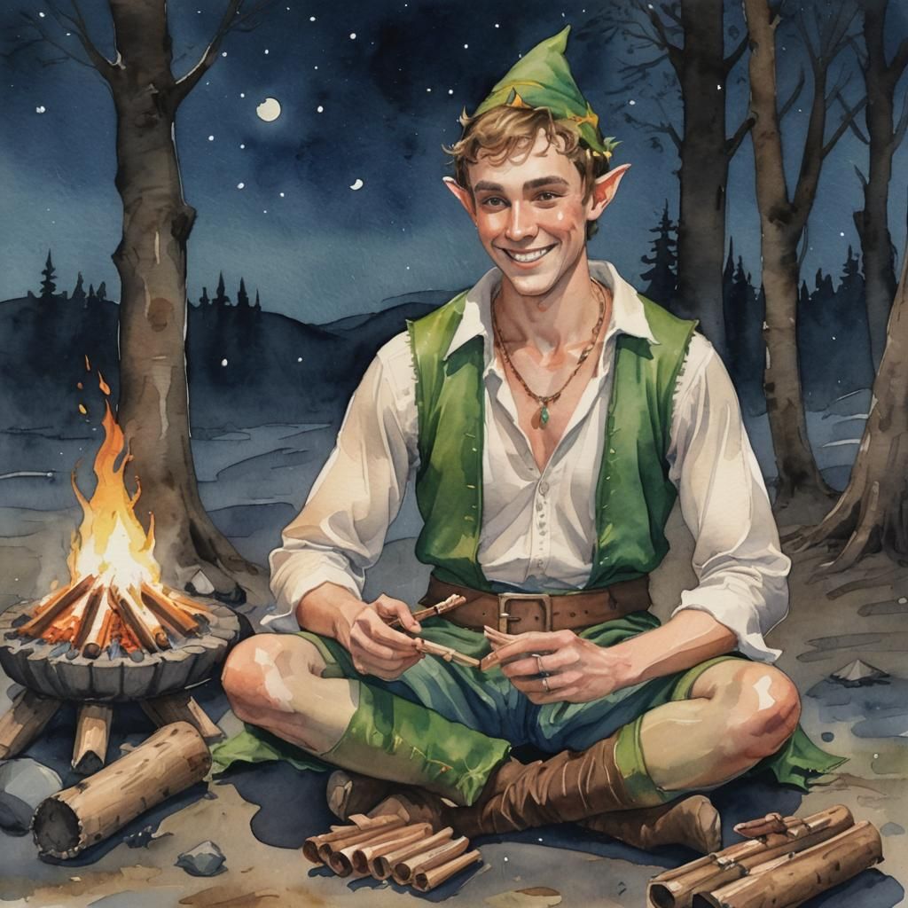 Elf making a pan flute