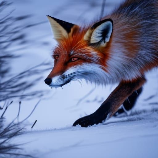 Winter Fox in Snowy Landscape
