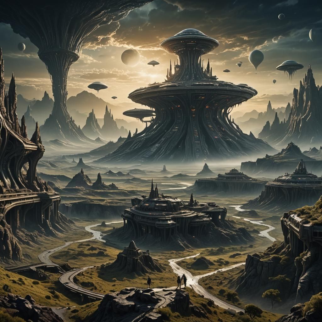 Epic Alien Landscape Digital Matte Painting