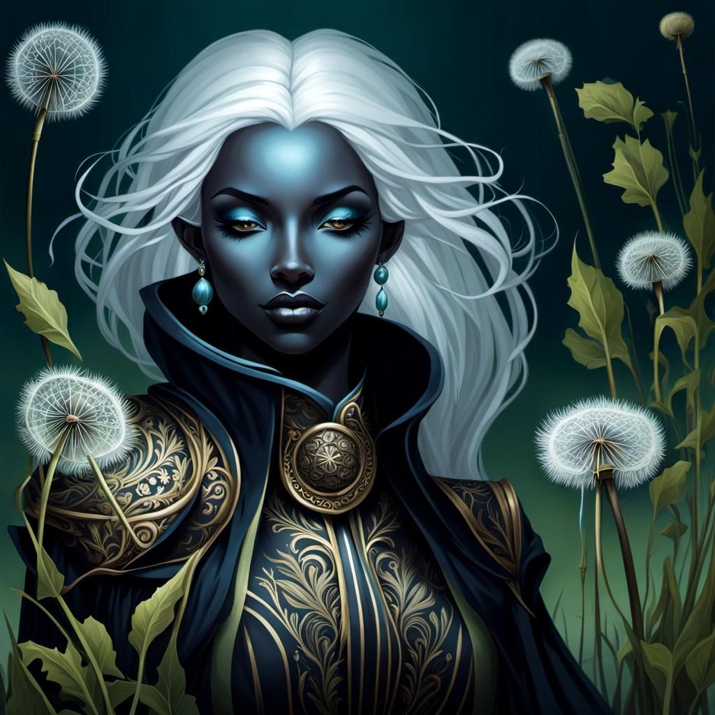 Detailed Drow Dreamscape with Dandelions