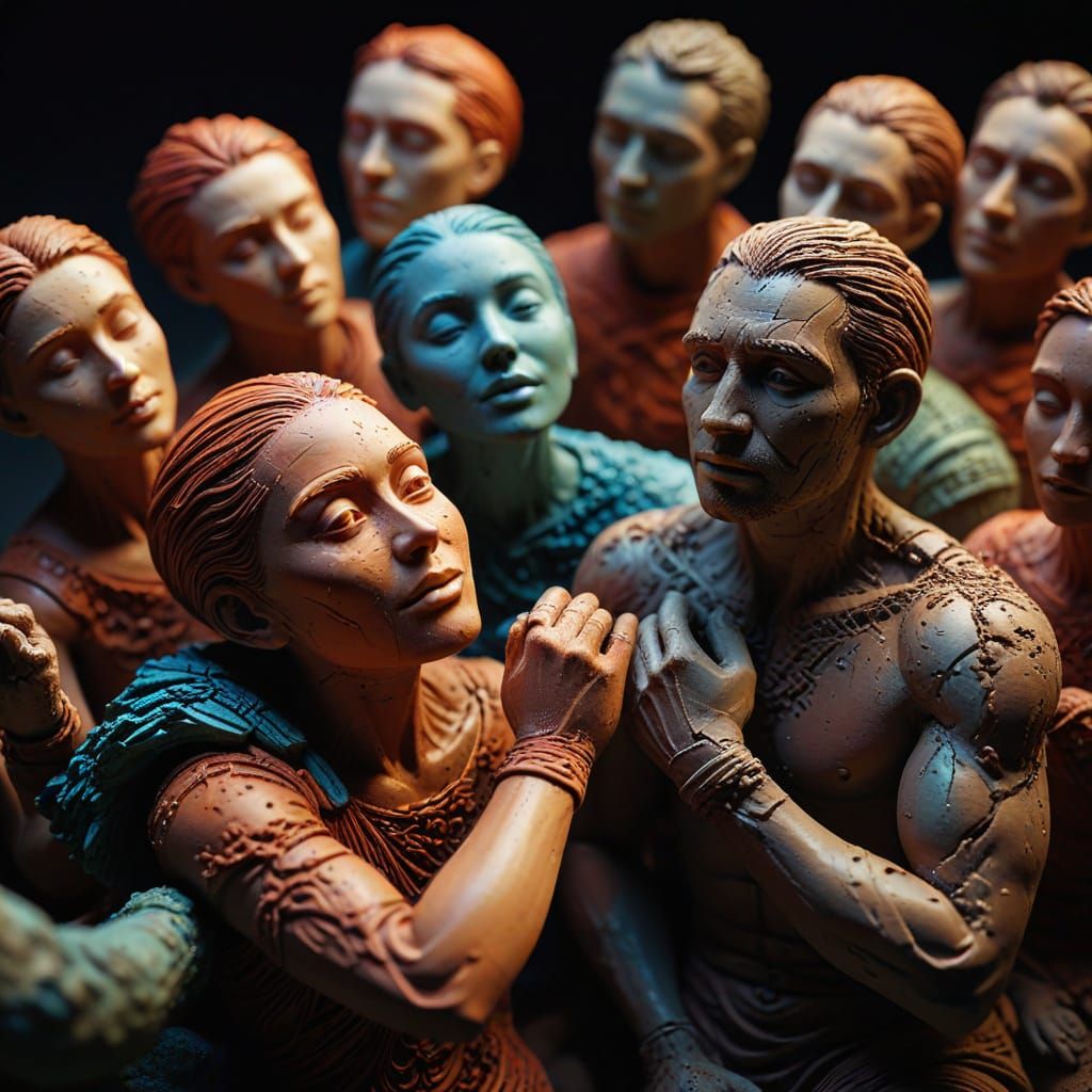 Hyperrealistic Clay Figures in Macro Photography Style