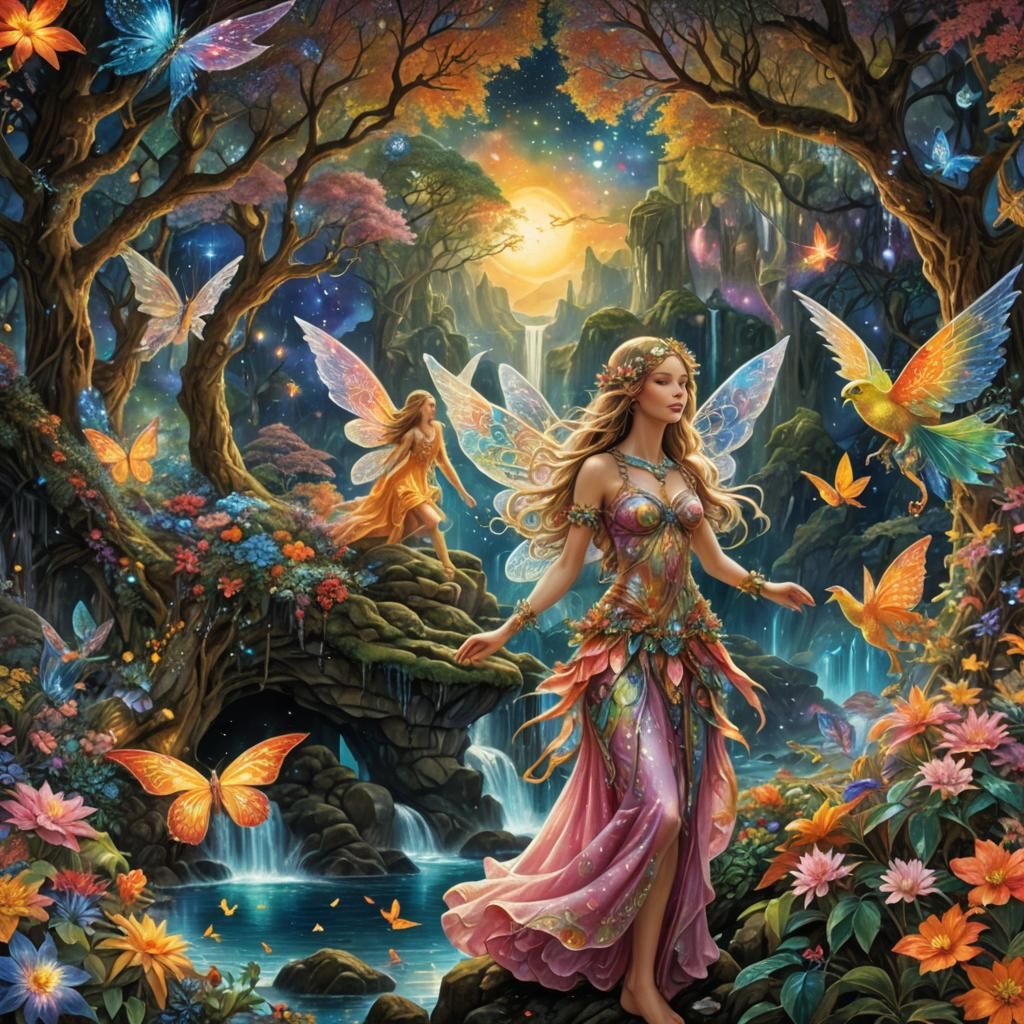 Enchanting Fairy in a Celestial Forest