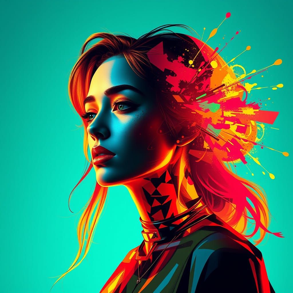 Transparent Woman in Vibrant Pop Art Style