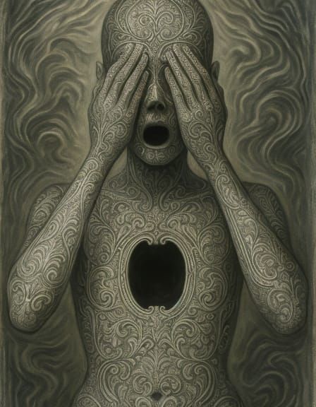 Surreal Character with Elaborate Body Paint