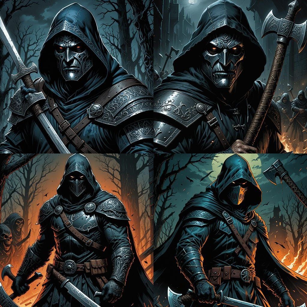 Medieval Executioner in Noir Comic Book Style