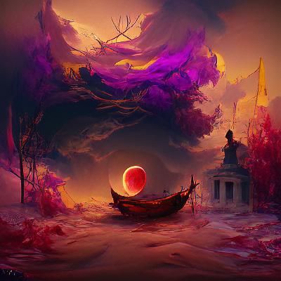 Dark Fantasy Blood Moon Concept Art in 8k