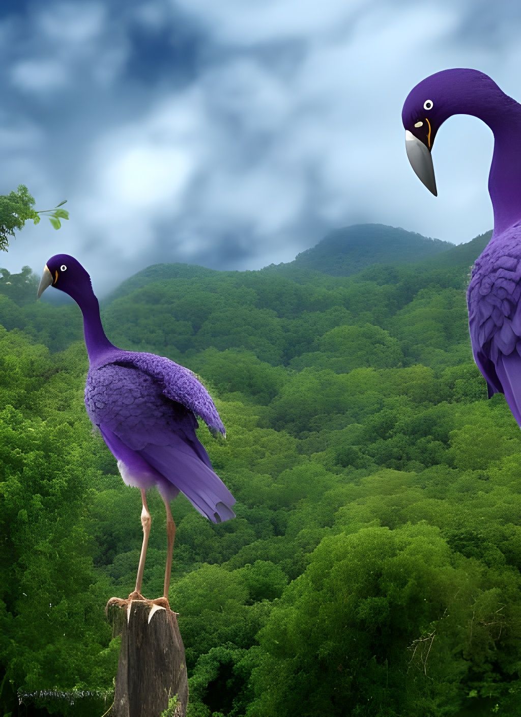 Two fantasy purple vultures
