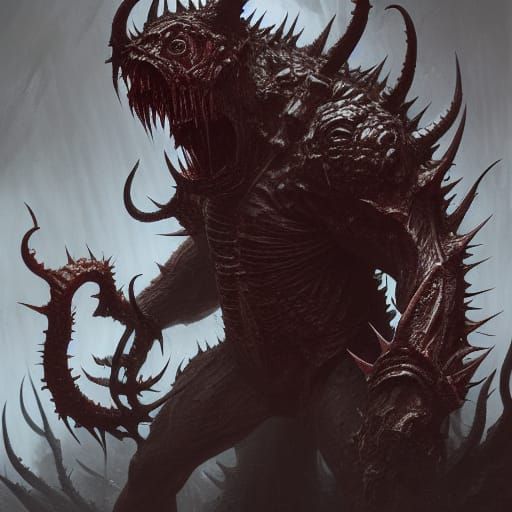 Monstrous Undead Demon in Dark Fantasy Style