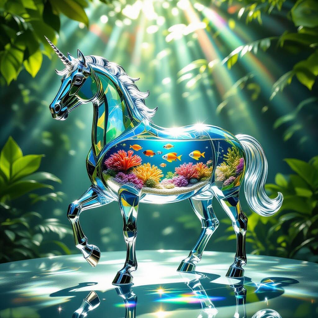 Crystal Horse with Aquarium: Magical Realism