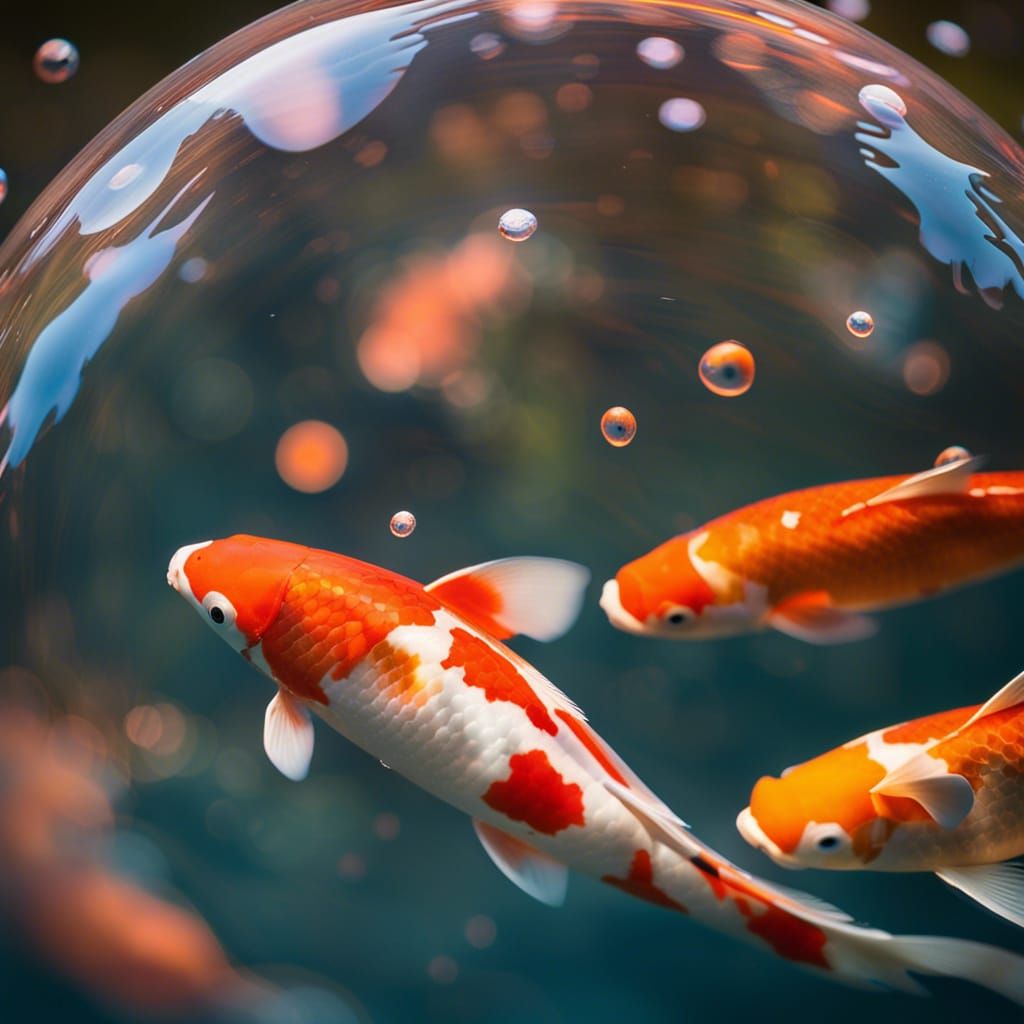 Koi Fish in Floating Bubble: Professional Photography