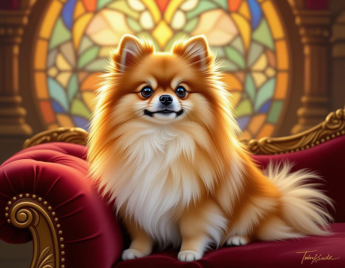 Pomeranian Portrait in Radiant Light