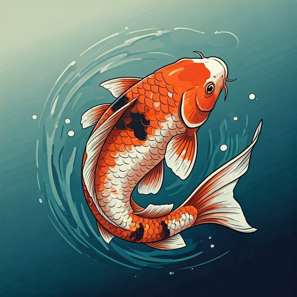 Colorful Koi Fish in Vibrant Anime Style