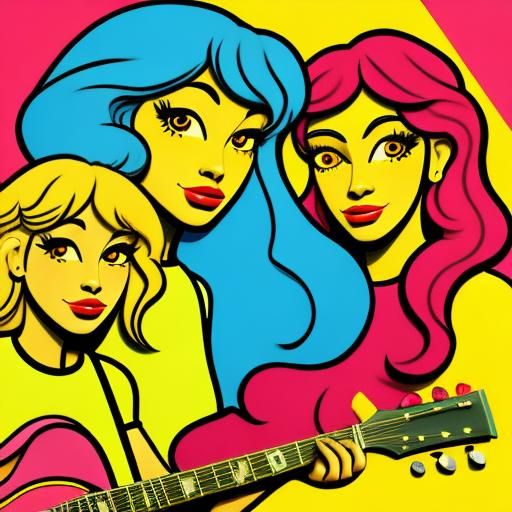 All Girl Band in Picasso-esque Pop Art Style