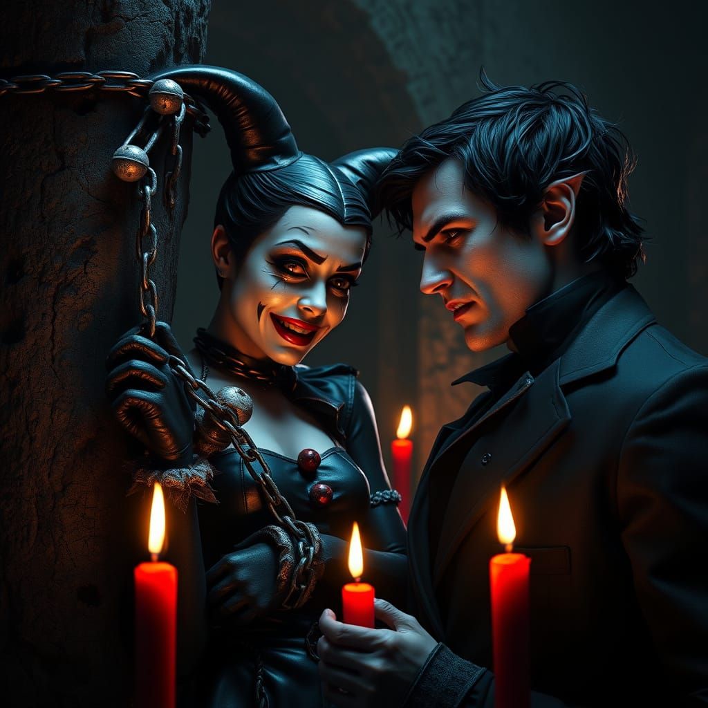 Gothic Romance: Bound Harley Quinn Meets a Dark Vampire Lord