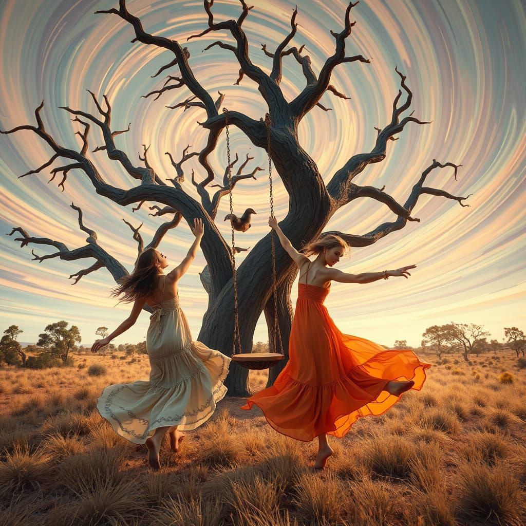 Surrealist Australian Outback Dreamscape with Twisted Trees ...