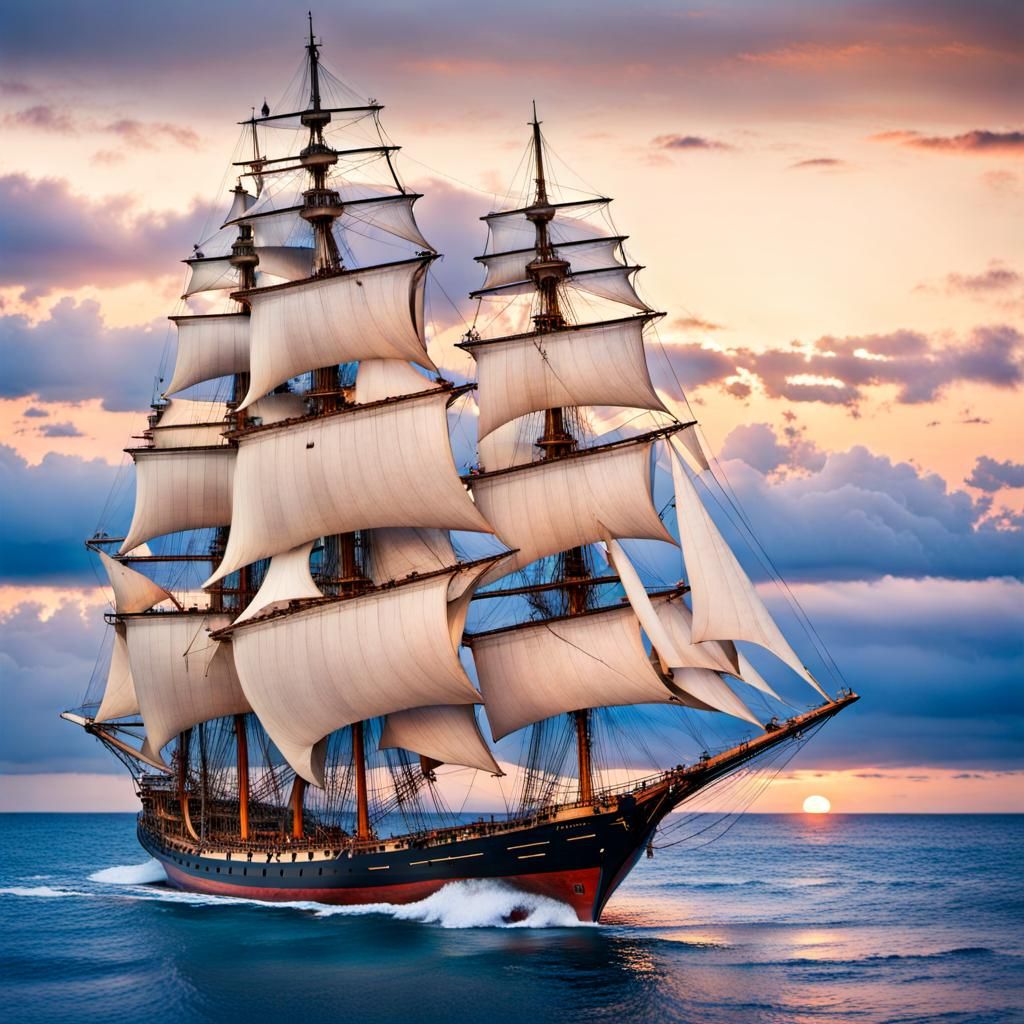 Sailing Ship on the Open Sea