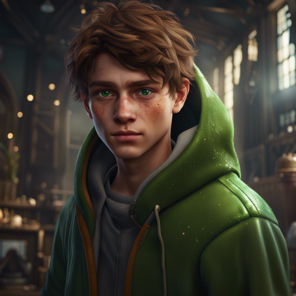 Boy with Freckles: Detailed Fantasy Concept Art