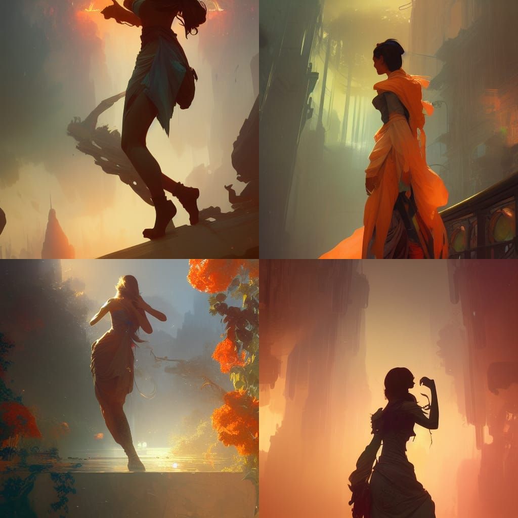 Dynamic Lighting Concept Art in Art Nouveau Style