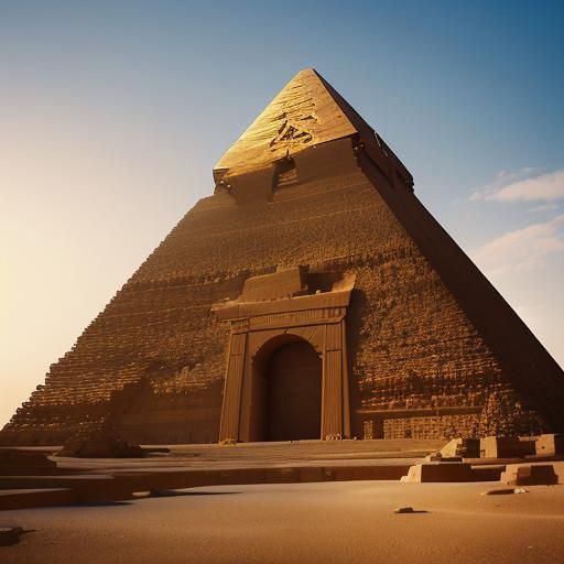 Pharaoh at Giza Pyramid in Golden Sunset Light