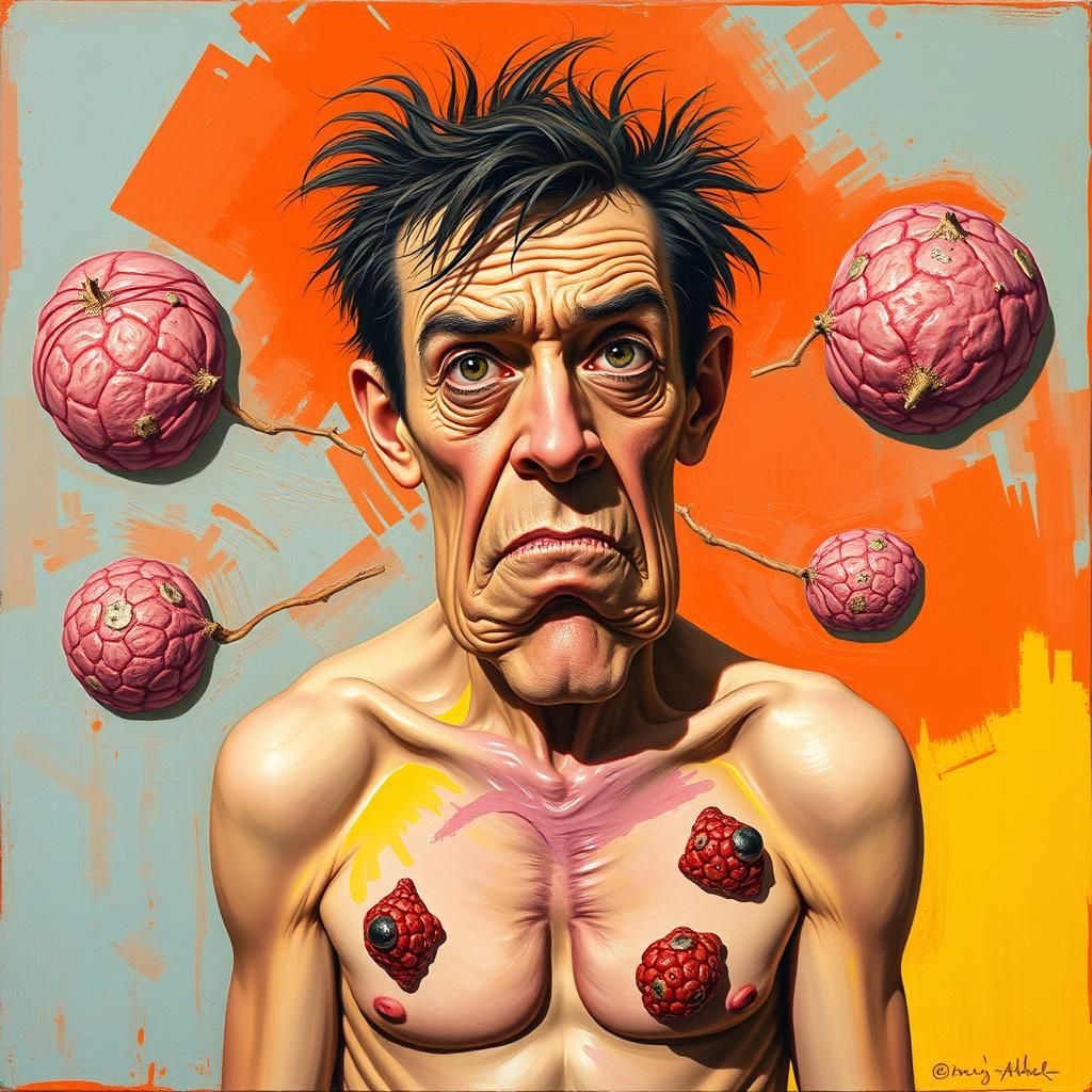 Satirical Self-Portrait with Ulcers in Pop-Art Style