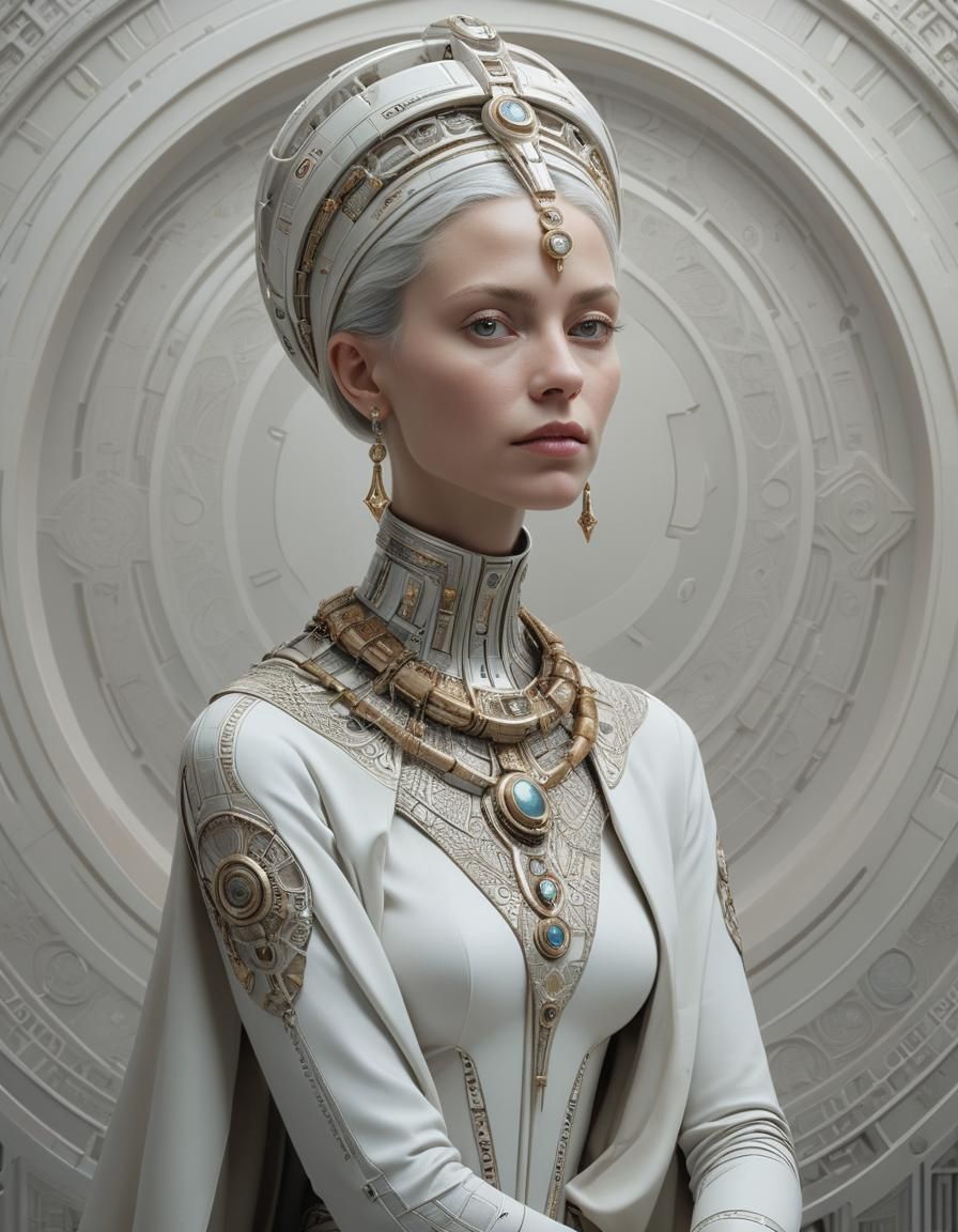 Elegant Contact in Futuristic Utopia