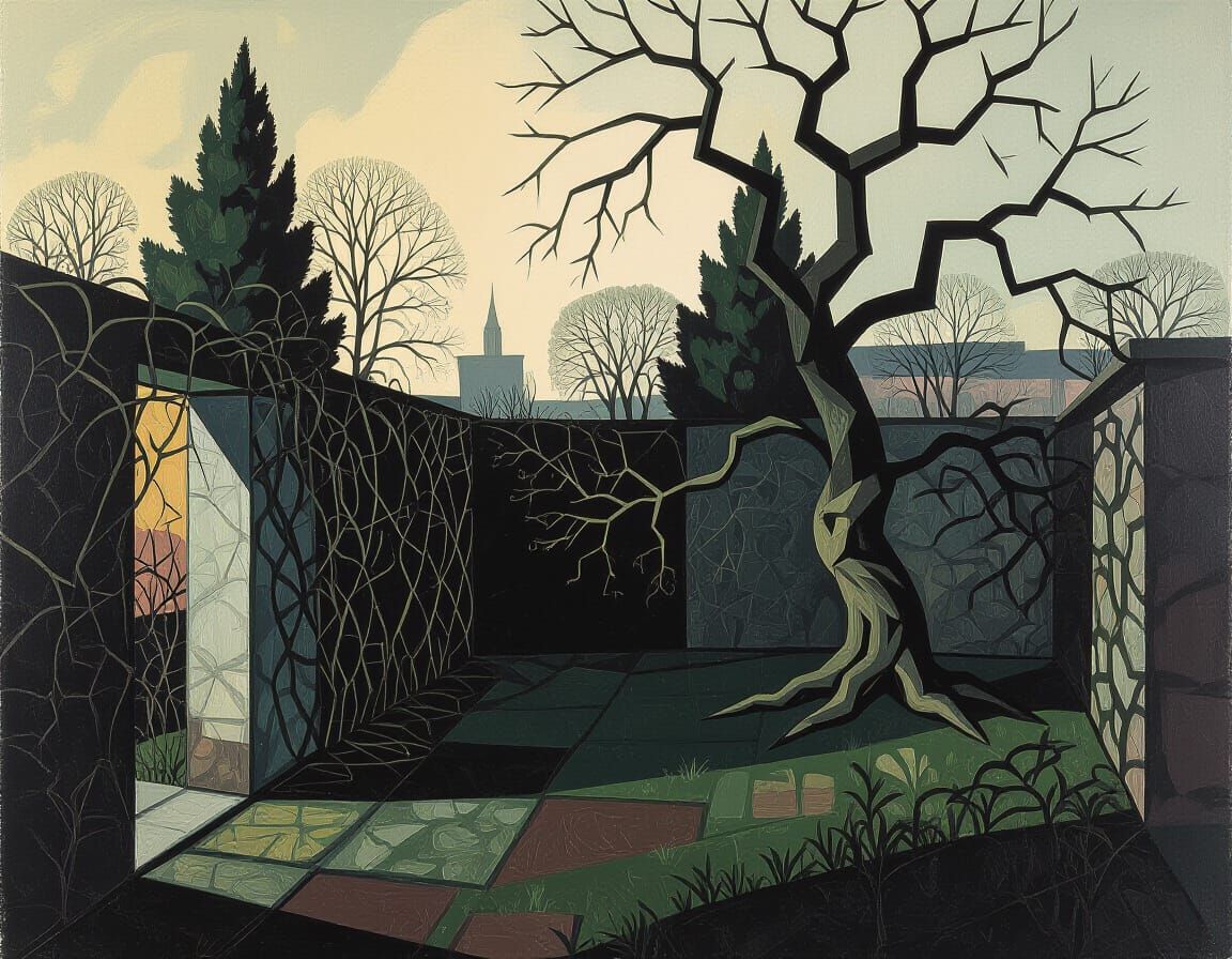 Eerie Overgrown Garden Inspired by Abstract Expressionism