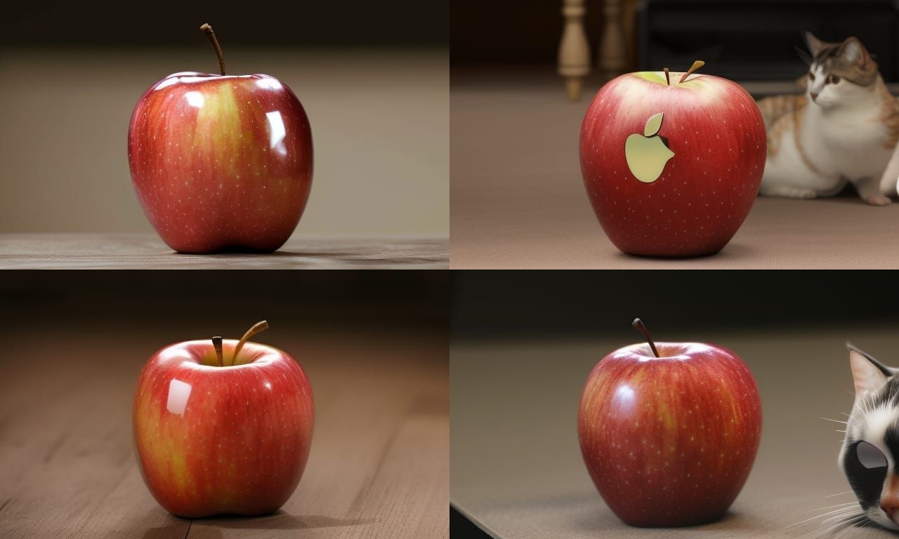 Apple in Glass Box Topped by Cat