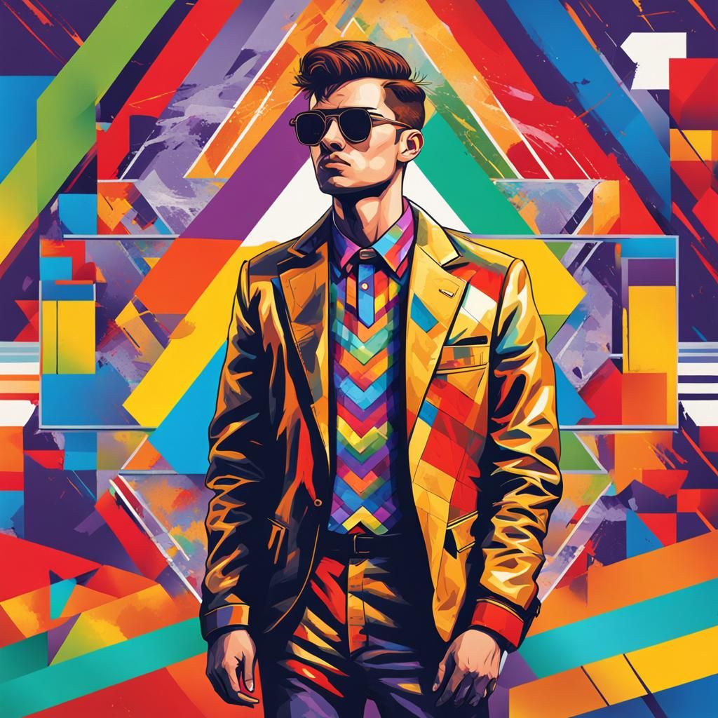 Proud Man in Pride Outfit: Pop Art Style