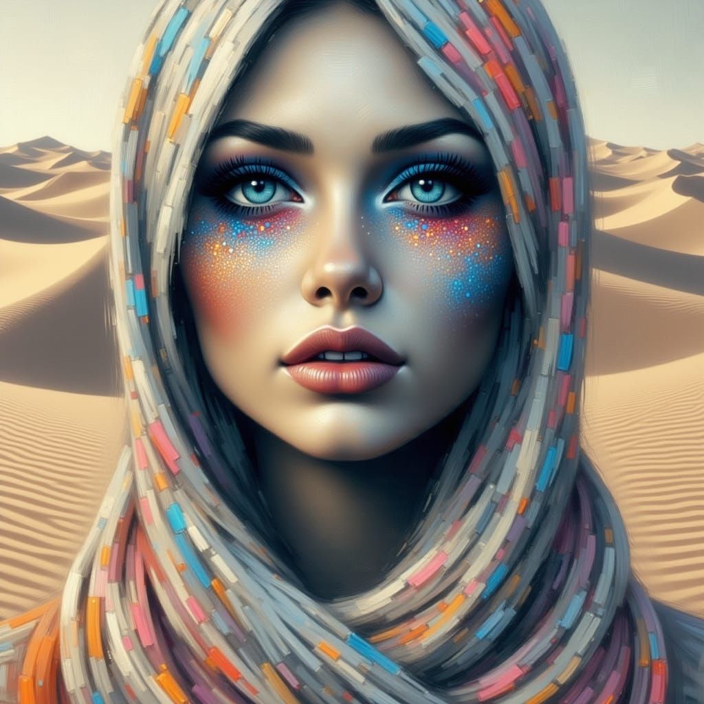 Double Exposure Eyes in Vibrant Desert Colors