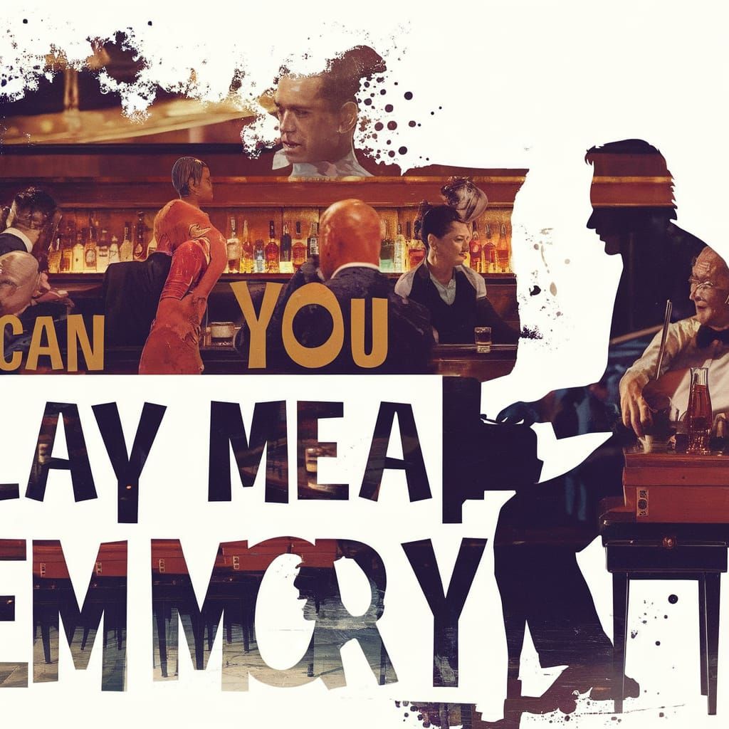 Retro Piano Bar Scene with Billy Joel Silhouette