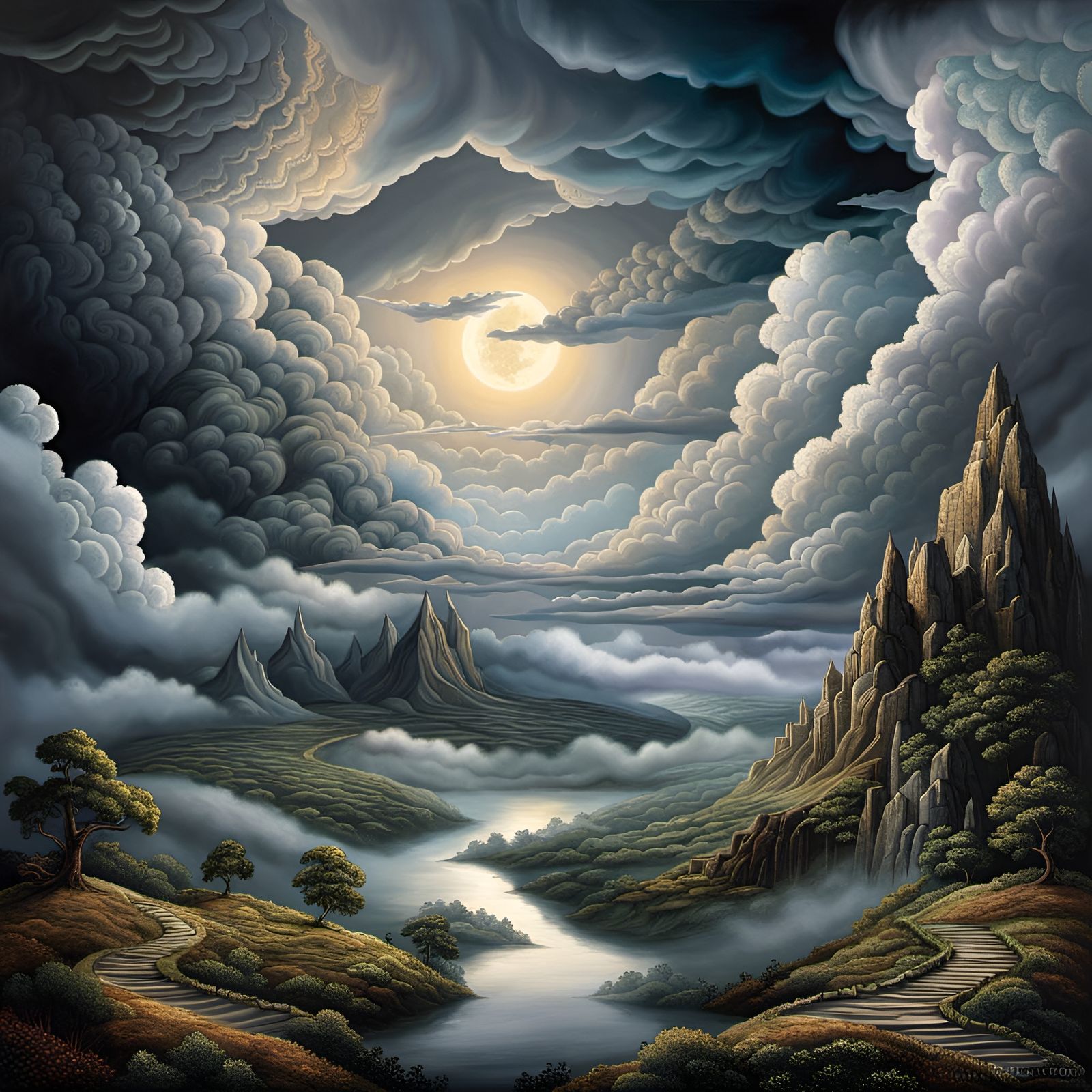 Dramatic Cloudscape in Surrealist Style