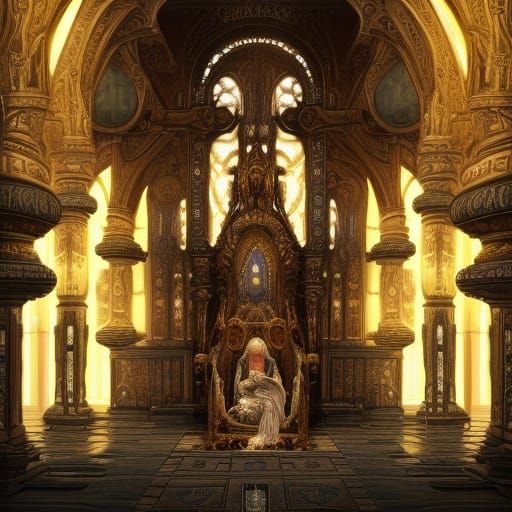 Intricate Temple Throne Room in Dynamic Lighting
