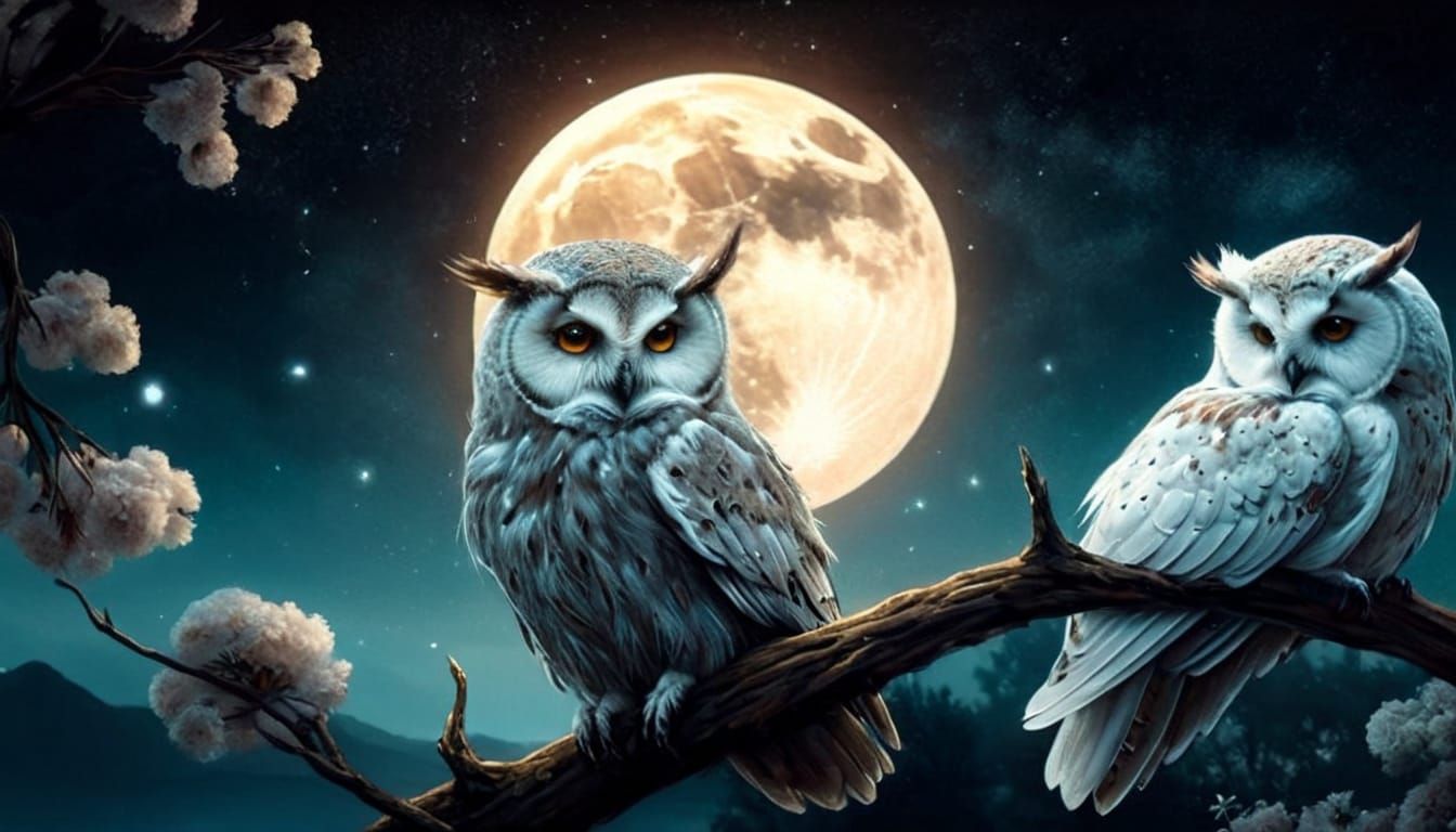 Moody Landscape with Oversized Moon in Ethereal Style