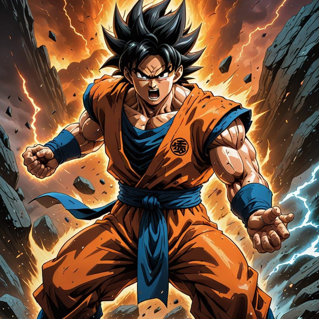 Dynamic Anime Warrior Unleashes Epic Kamehameha Aura in Stor...