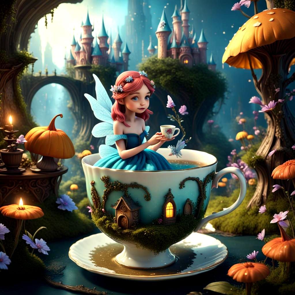 Tiny  fairy tale scenes, complete with magical characters an...