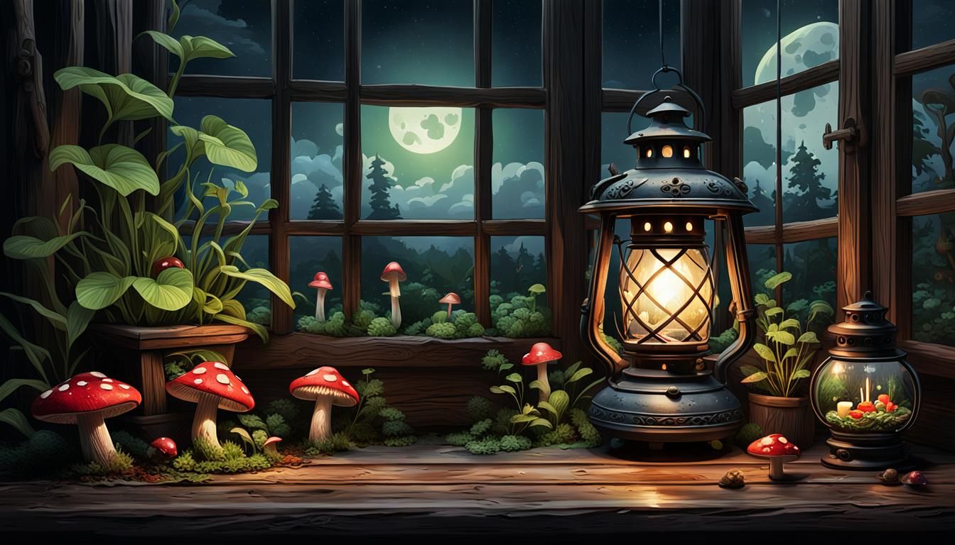 Lantern World: A Hyperrealistic Night Scene