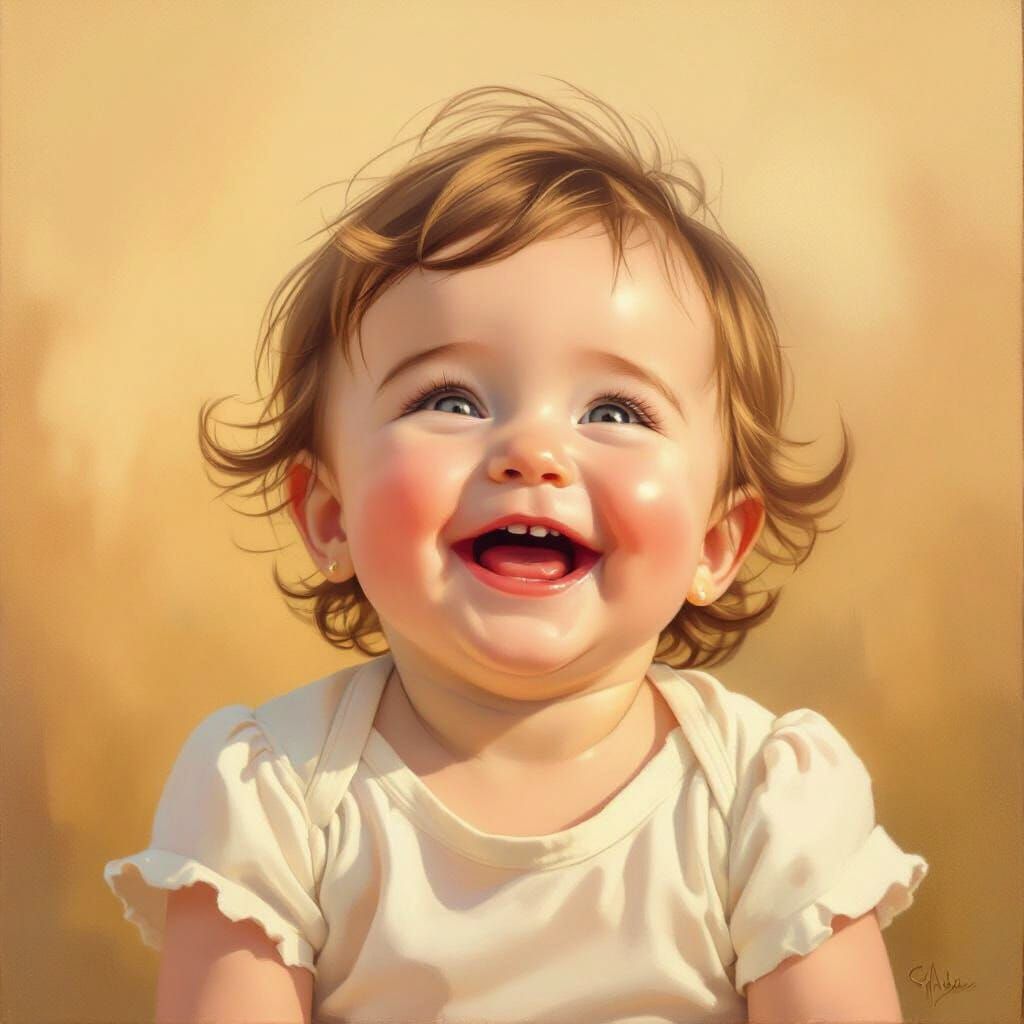 Joyful Baby Laughing in Golden Hour Light