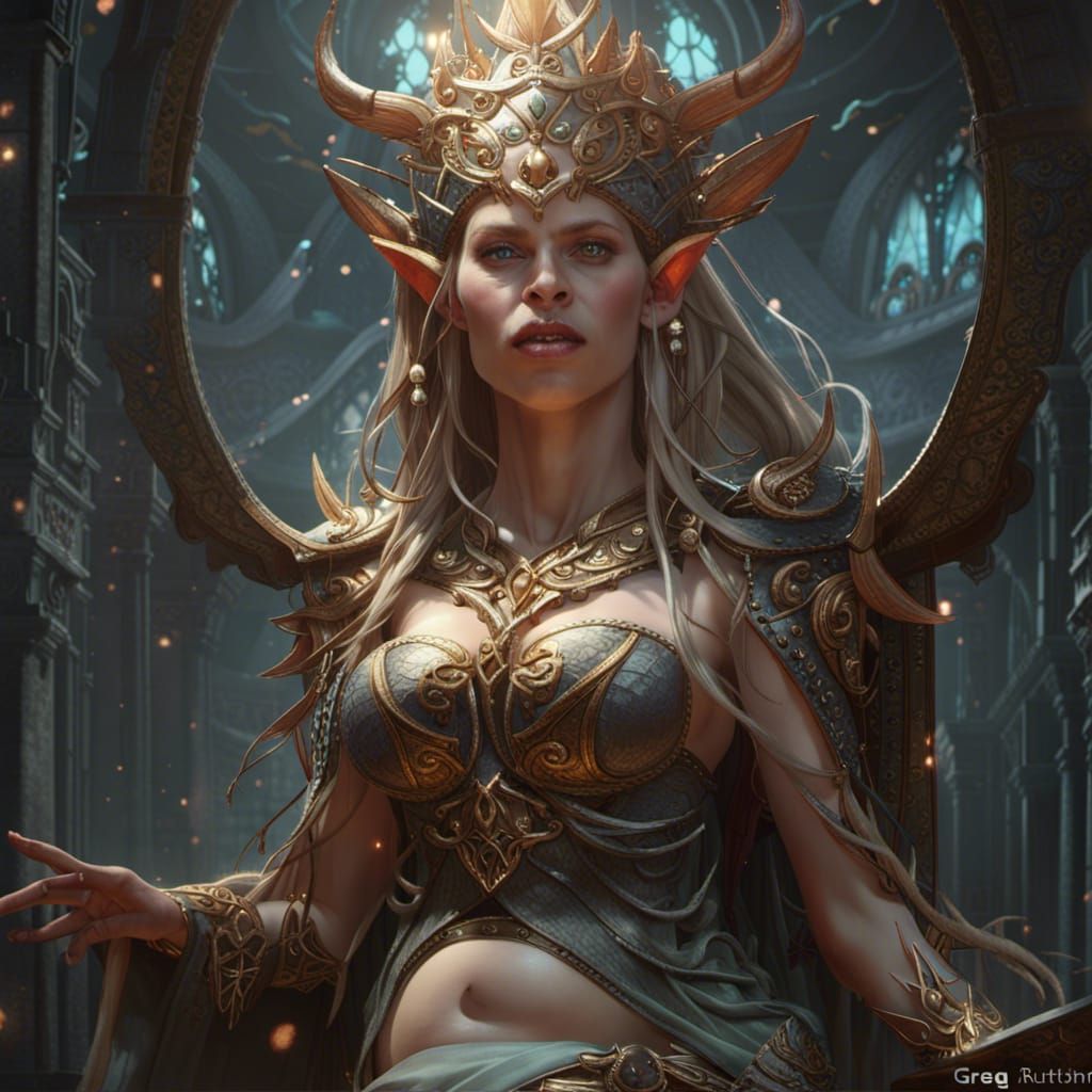 Pregnant Elf Queen in Dark Fantasy Style