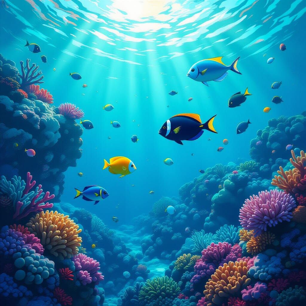 Colorful Marine Life in Digital Painting Style