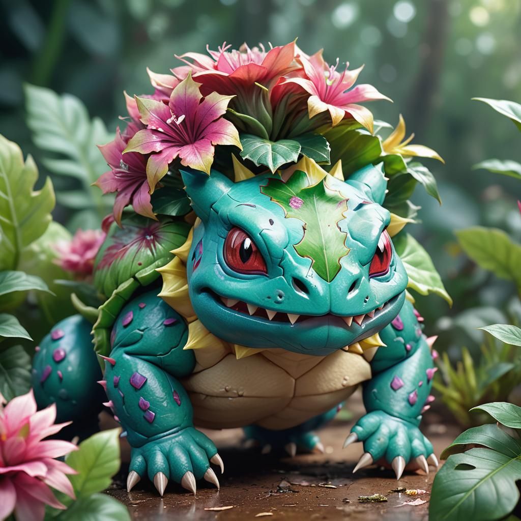 Venusaur with Exotic Flower: Hyper-Realistic Digital Art