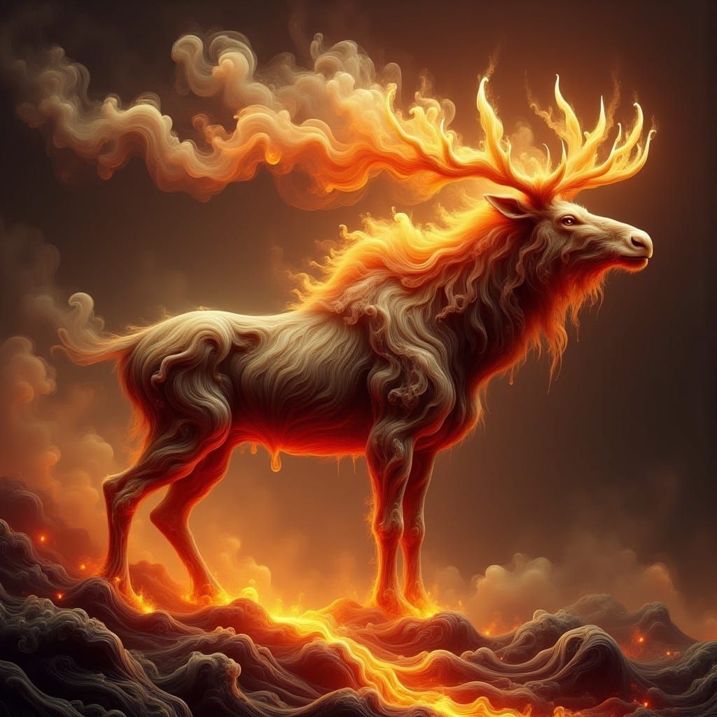 Magma Moose with Ethereal Antlers