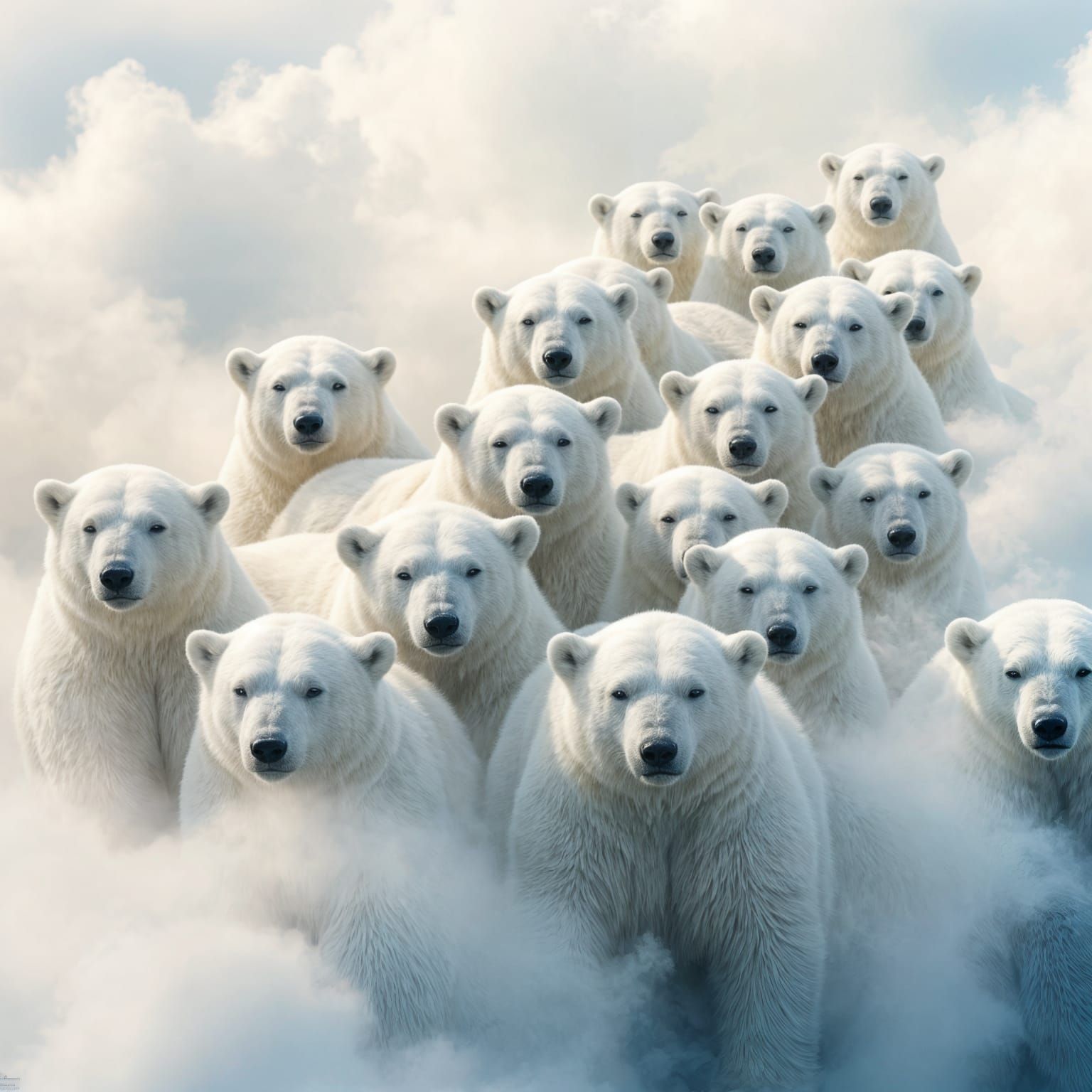 Surreal Cloud of Polar Bears: AI Art