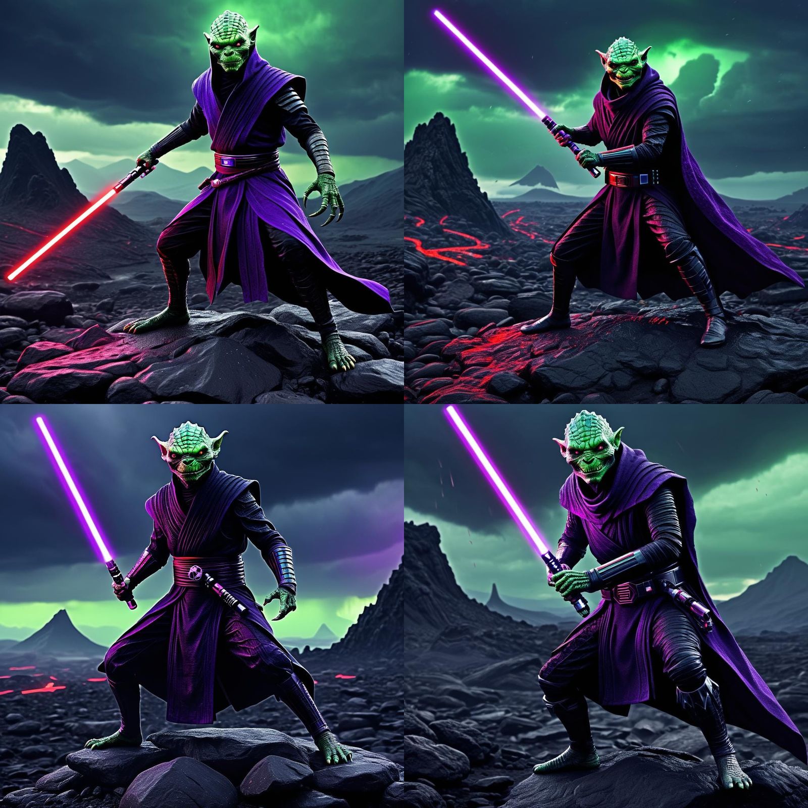 Reptilian Sith Warlock with Purple Lightsaber