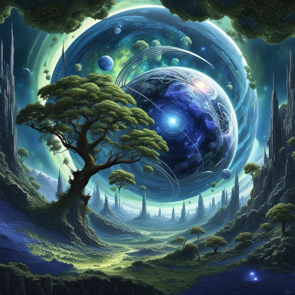 Surreal Cubist Planet in Deep Space