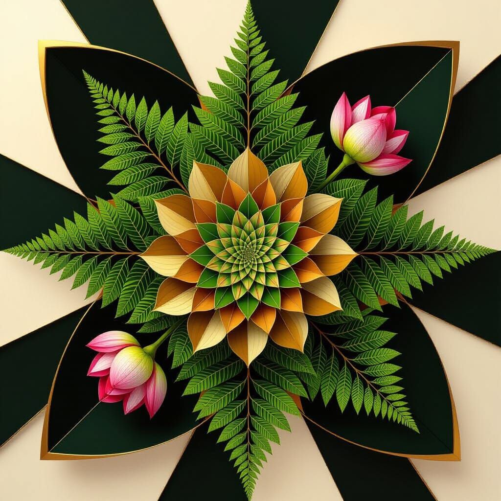 Botanical-Geometric Fusion: Art Deco Meets Futuristic Minima...