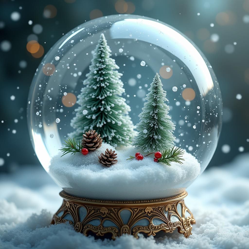 Crystal Sphere Containing Winter Wonderland Scene
