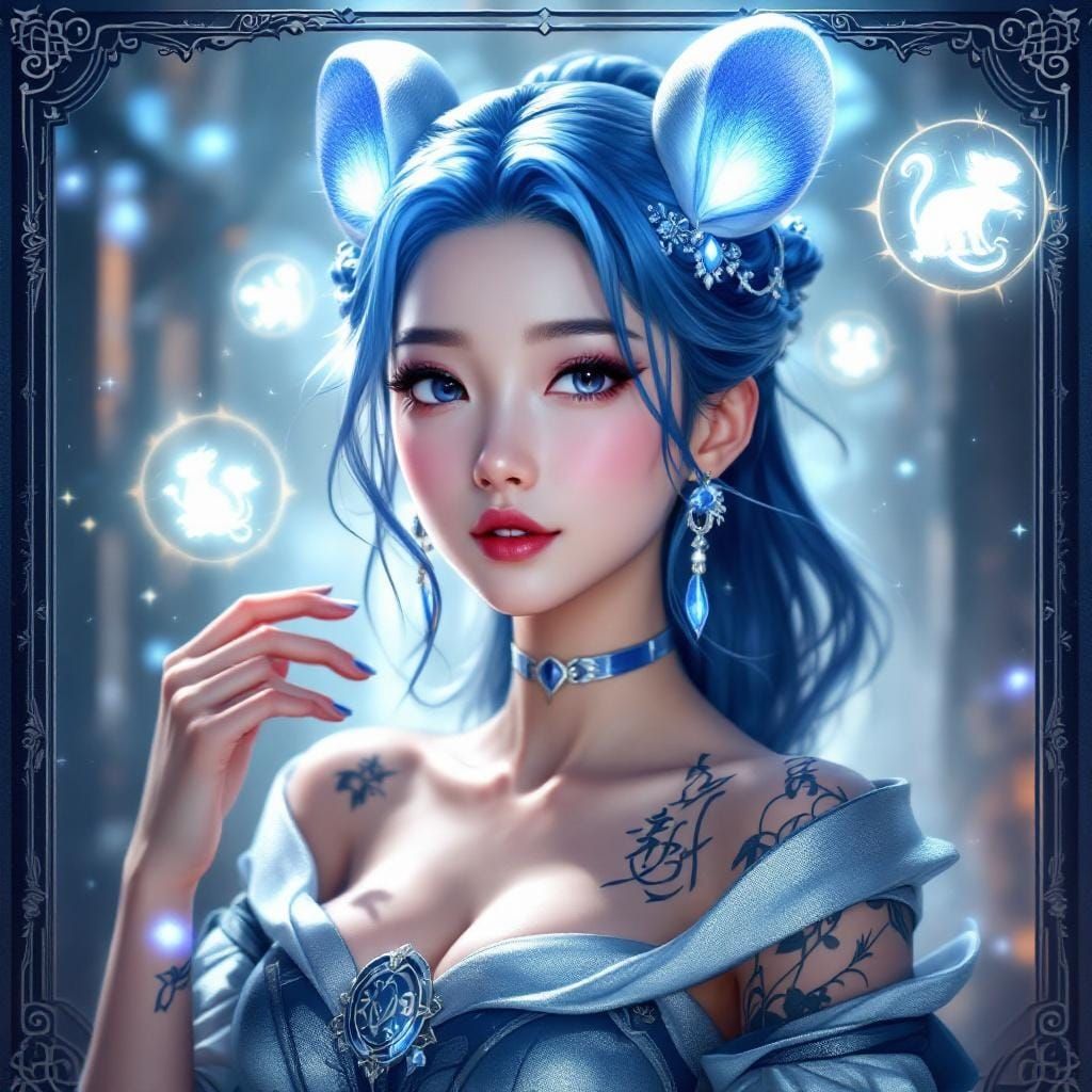 Luminous Rat Zodiac Anime Character Card in 3D