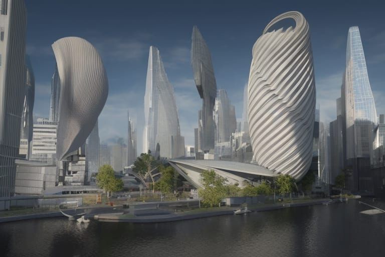 Futuristic Organic Cityscape in Sci-Fi Fantasy Style