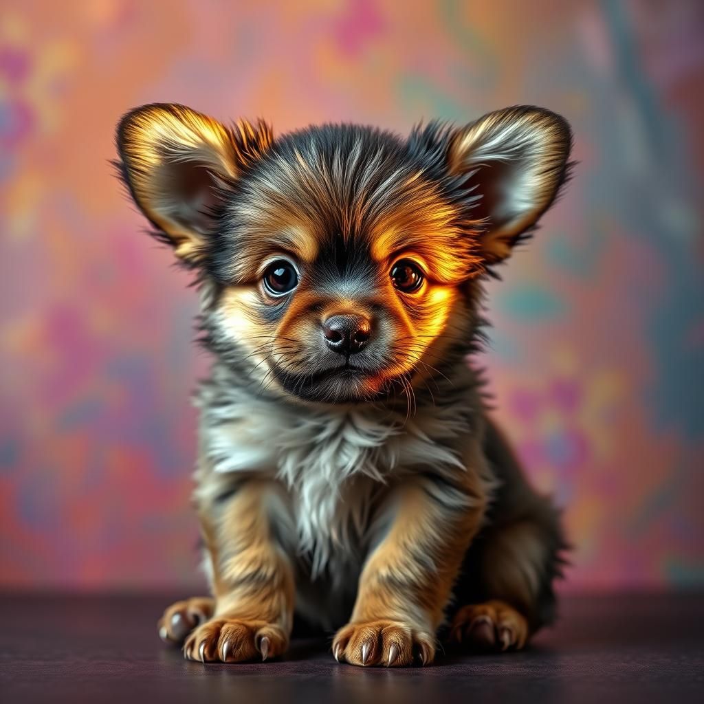 Adorable Puppy Portrait with Abstract Background
