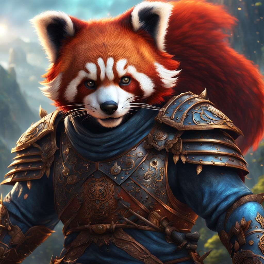 Ancient Red Panda Warrior Fantasy Concept Art